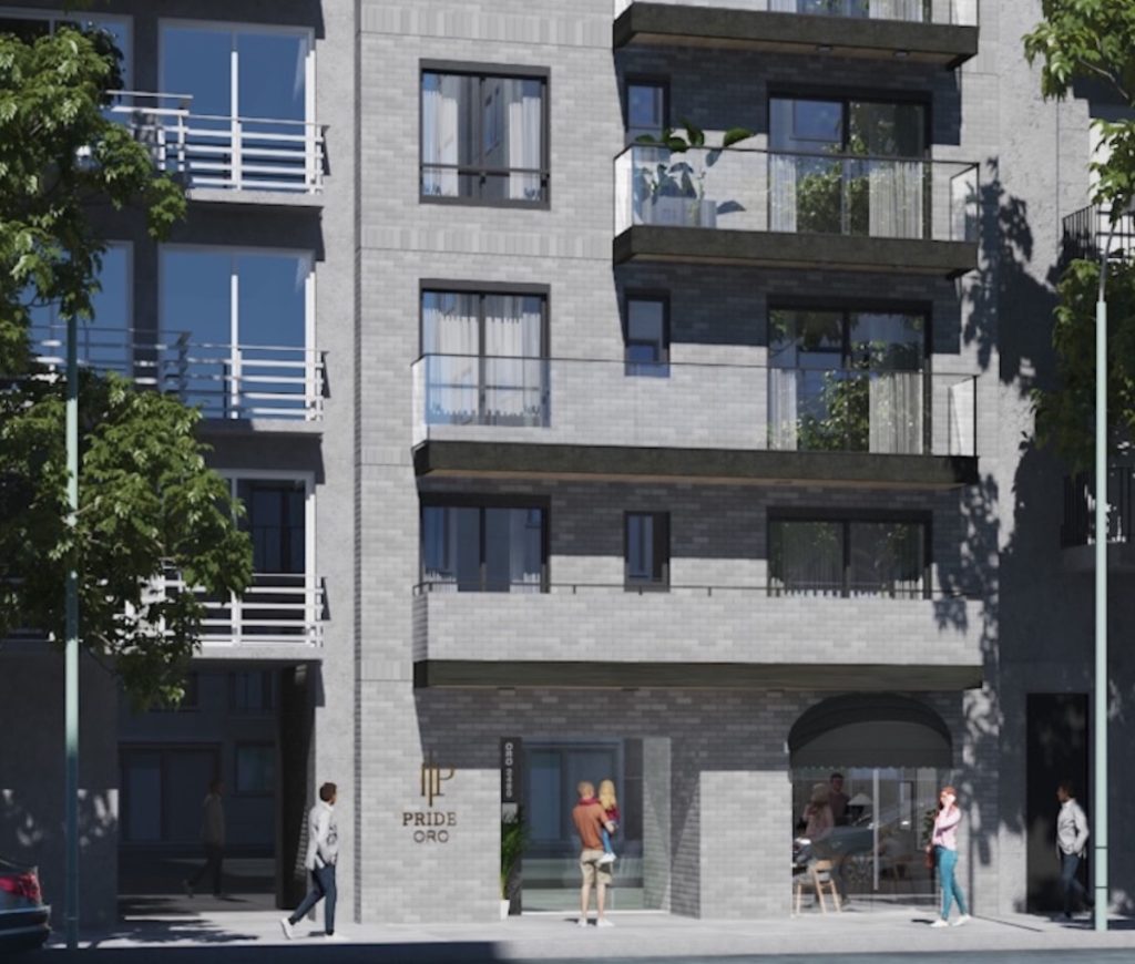 Fachada del edificio Pride Oro, de la desarrolladora PRIDE DEVELOPER